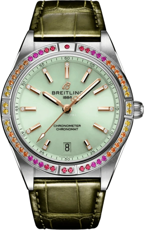 Breitling,Chronomat 36mm,36mm,Stainless Steel,Green,Automatic,Chronograph,Day,A10380611L1P1
