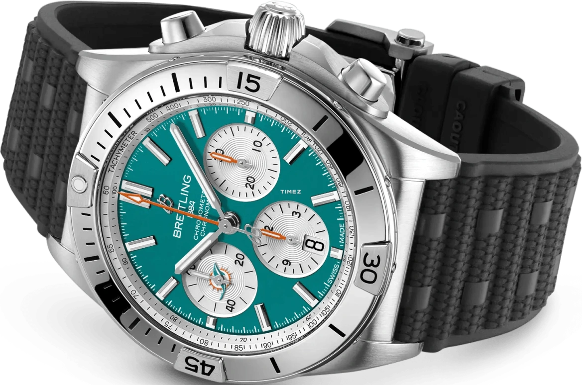 Breitling,Chronomat 42mm,42mm,Stainless Steel,Green,White,Automatic,Chronograph,Day,AB01342B1L2S1