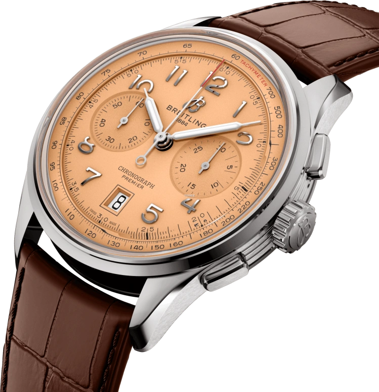 Breitling,Premier 42mm,42mm,Stainless Steel,Rose,Automatic,Chronograph,Day,AB0145331K1P2