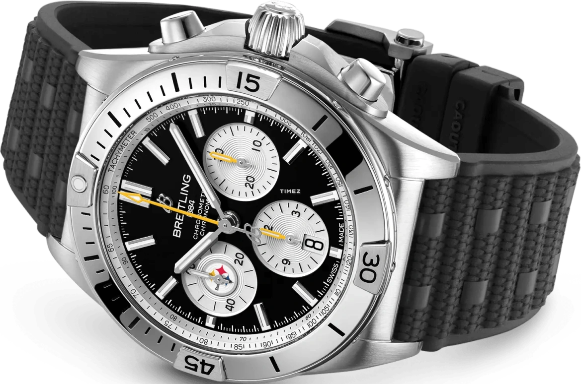 Breitling,Chronomat 42mm,42mm,Stainless Steel,Black,White,Automatic,Chronograph,Day,AB01342B1B2S1