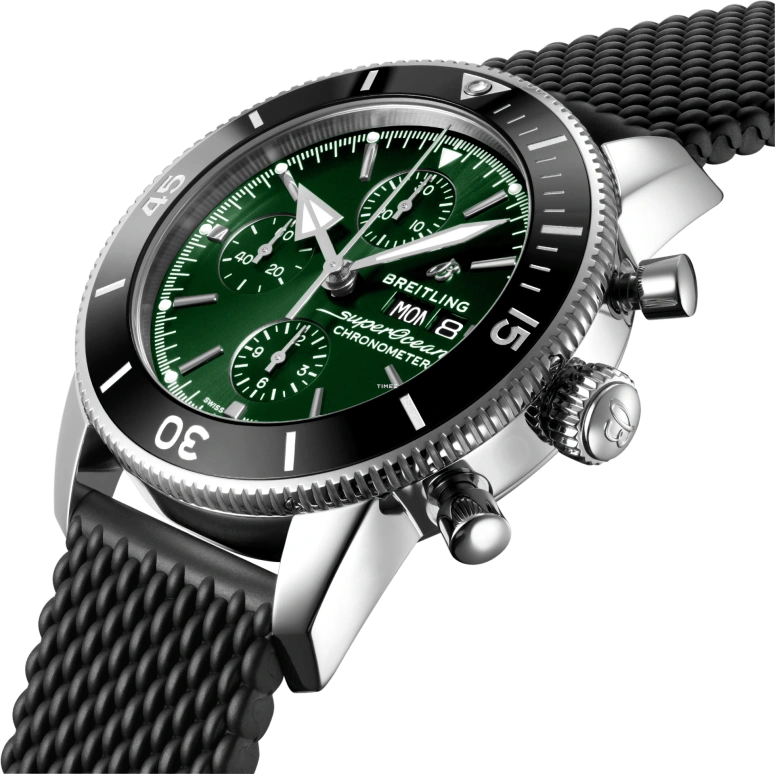 Breitling,Superocean 44mm,44mm,Stainless Steel,Green,Automatic,Chronograph,Date,Day,A13313121L1S1