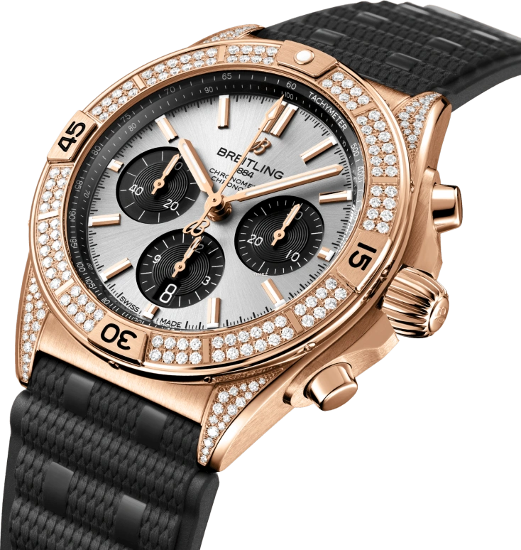 Breitling,Chronomat 42mm,42mm,Red Gold,Silver,Automatic,Chronograph,Day,RB0134721G1S2