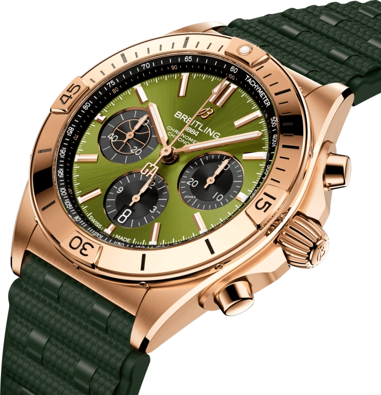 Breitling,Chronomat 42mm,42mm,Red Gold,Green,Automatic,Chronograph,Day,RB01344A1L1S1