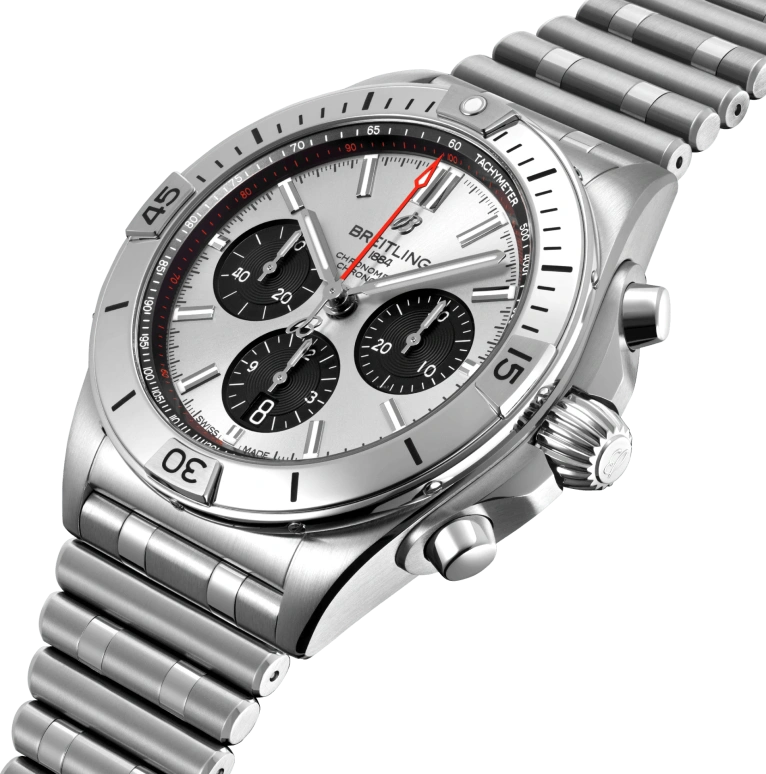 Breitling,Chronomat 42mm,42mm,Stainless Steel,Silver,Black,Automatic,Chronograph,Day,AB0134101G1A1