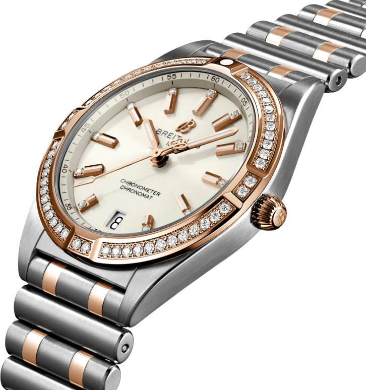 Breitling,Chronomat 32mm,32mm,Red Gold,Stainless Steel,White,Quartz,Day,26280hours,U77310591A1U1
