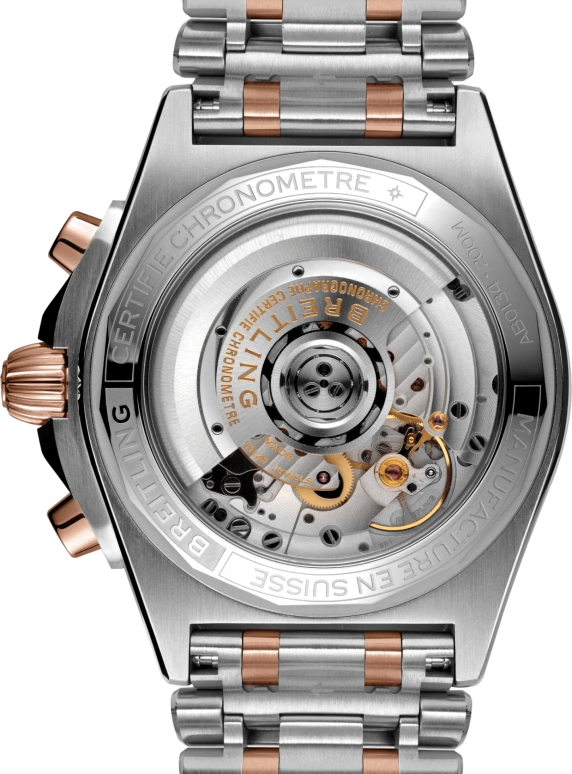 Breitling,Chronomat 42mm,42mm,Red Gold,Stainless Steel,Blue,Automatic,Chronograph,Day,Column Wheel,UB0134101C1U1