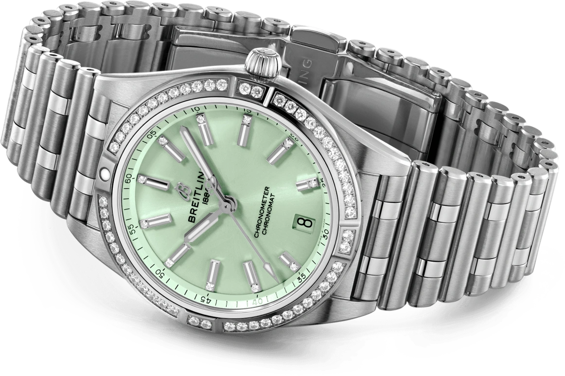 Breitling,Chronomat 36mm,36mm,Stainless Steel,Green,Automatic,Chronograph,Day,A10380591L1A1