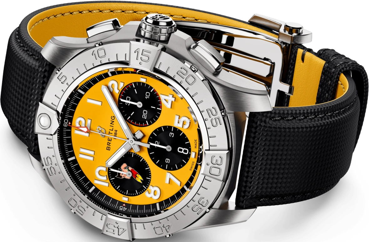 Breitling,Avenger 44mm,44mm,Stainless Steel,Yellow,Automatic,Chronograph,Day,AB01476A1I1X1