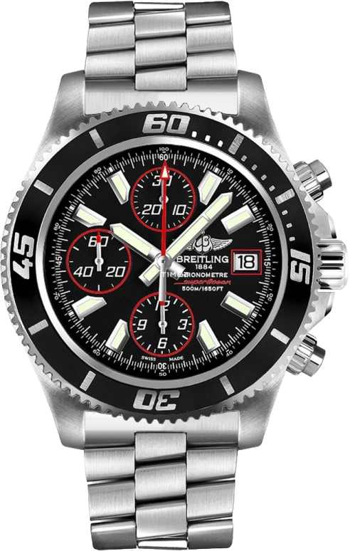 Breitling,Superocean 44mm,44mm,Stainless Steel,Black,Automatic,Chronograph,Day,A1334102,A1334102/BA81/134A
