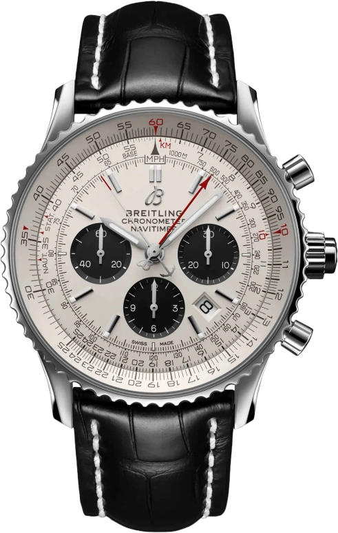 Breitling,Navitimer 45mm,45mm,Stainless Steel,White,Black,Automatic,Chronograph,Day,Rattrapante,AB0311211G1P1
