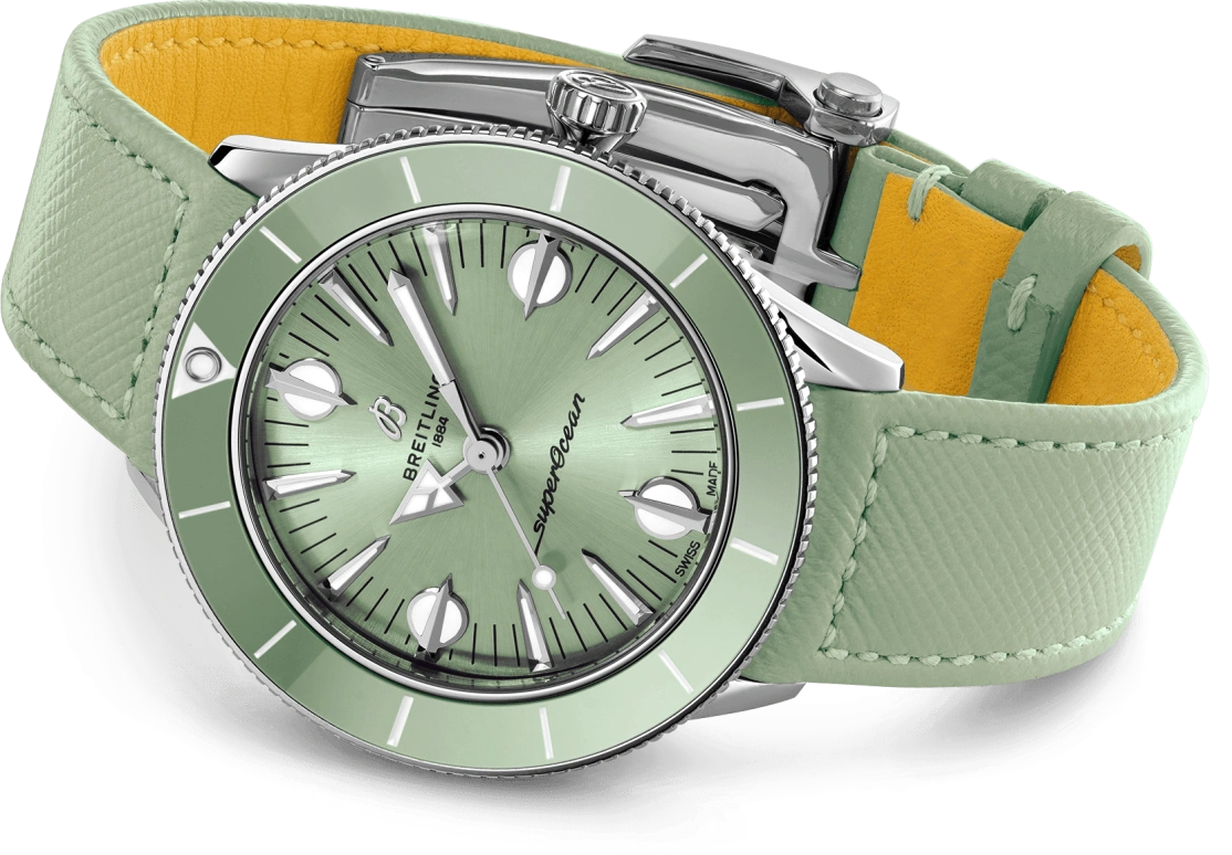 Breitling,Superocean Heritage 38mm,38mm,Stainless Steel,Green,Automatic,Chronograph,Day,A10340361L1X1