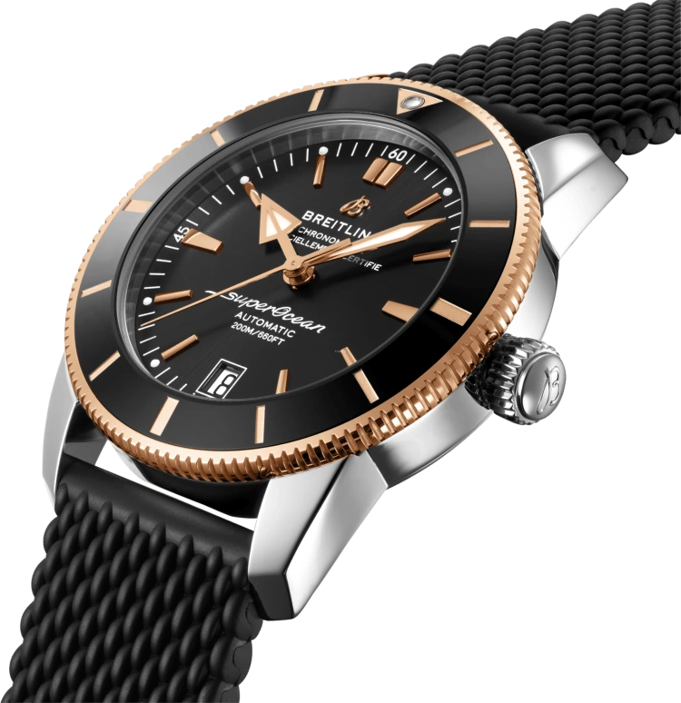 Breitling,Superocean Heritage 42mm,42mm,Red Gold,Stainless Steel,Black,Automatic,Day,70hours,UB2010121B1S1