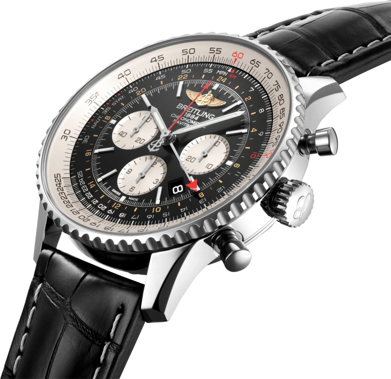Breitling,Navitimer 48mm,48mm,Stainless Steel,Black,Automatic,Chronograph,Day,AB0441211B1P1