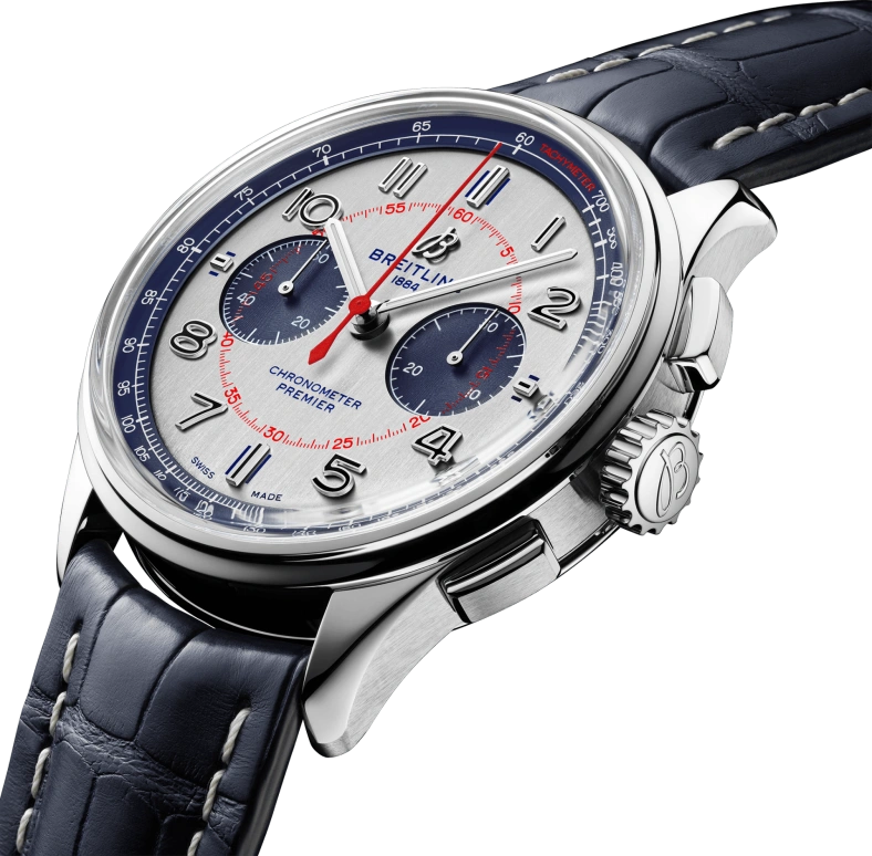 Breitling,Premier 42mm,42mm,Stainless Steel,Silver,Blue,Automatic,Chronograph,70hours,AB0118A71G1P1