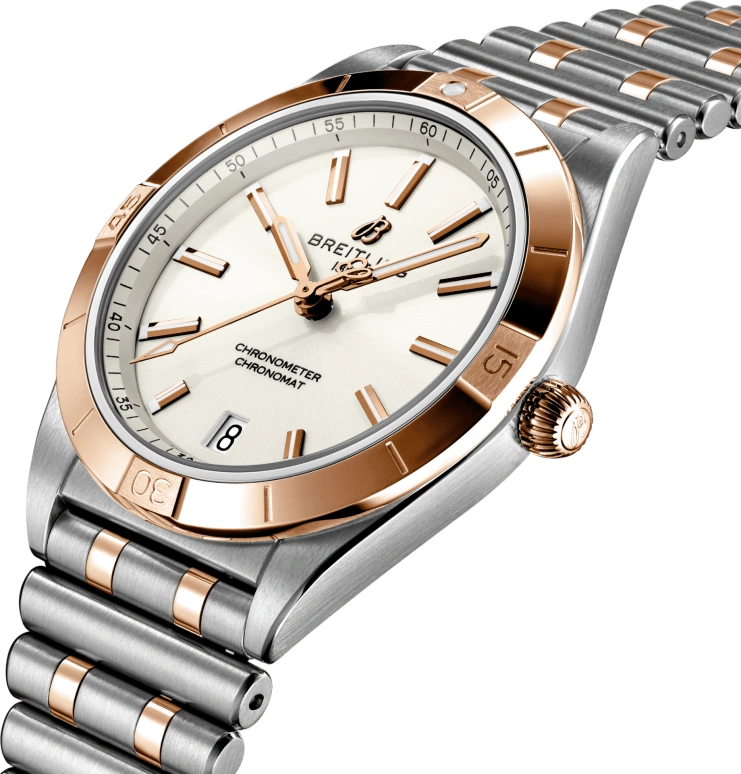 Breitling,Chronomat 36mm,36mm,Red Gold,Stainless Steel,White,Automatic,Chronograph,Day,U10380101A1U1