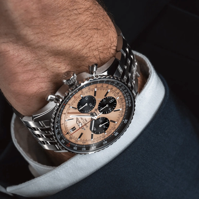 Breitling,Navitimer 43mm,43mm,Stainless Steel,Bronze,Automatic,Chronograph,Day,AB0138241K1A1