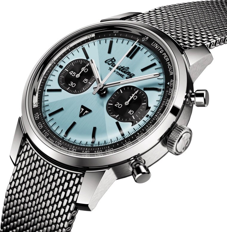 Breitling,Top Time 41mm,41mm,Stainless Steel,Blue,Automatic,Chronograph,Sapphire,Crystal Glass,AB01764A1C1A1