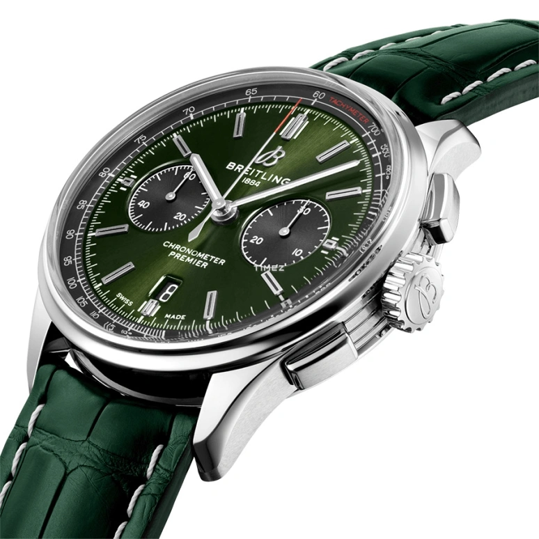 Breitling,Premier 42mm,42mm,Stainless Steel,Green,Automatic,Chronograph,Day,AB0118221L1P2