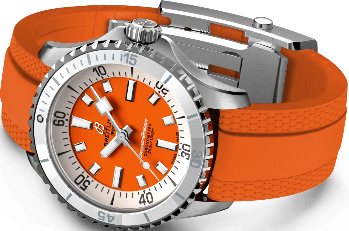 Breitling,Superocean 36mm,36mm,Stainless Steel,Orange,Automatic,40hours,In-house Caliber,A17377211O1S1