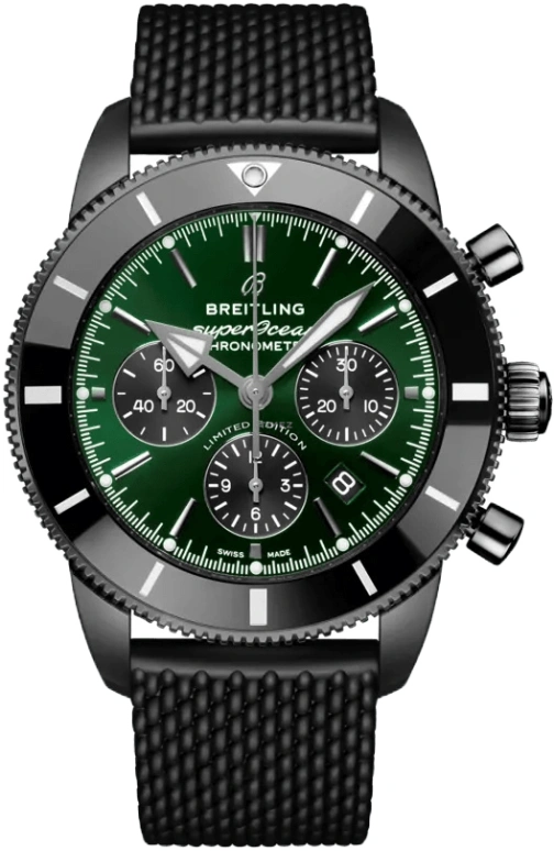 Breitling,Superocean Heritage 44mm,44mm,Ceramic,Stainless Steel,Green,Automatic,Chronograph,Day,MB01621A1L1S1