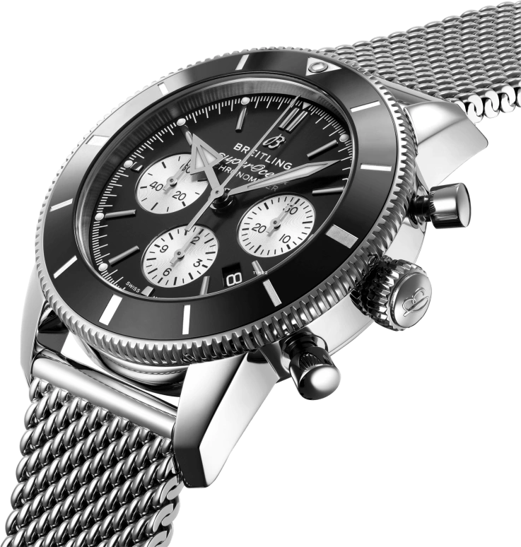 Breitling,Superocean Heritage 44mm,44mm,Stainless Steel,Black,Automatic,Chronograph,Day,AB0162121B1A1