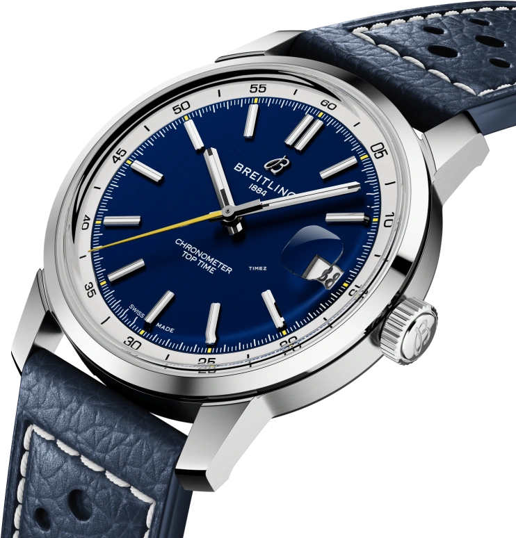 Breitling,Top Time 38mm,38mm,Stainless Steel,Blue,Automatic,Day,78hours,AB31131A1C1X1