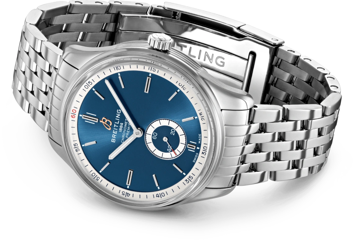 Breitling,Premier 40mm,40mm,Stainless Steel,Blue,Automatic,Chronograph,Date,A37340351C1A1