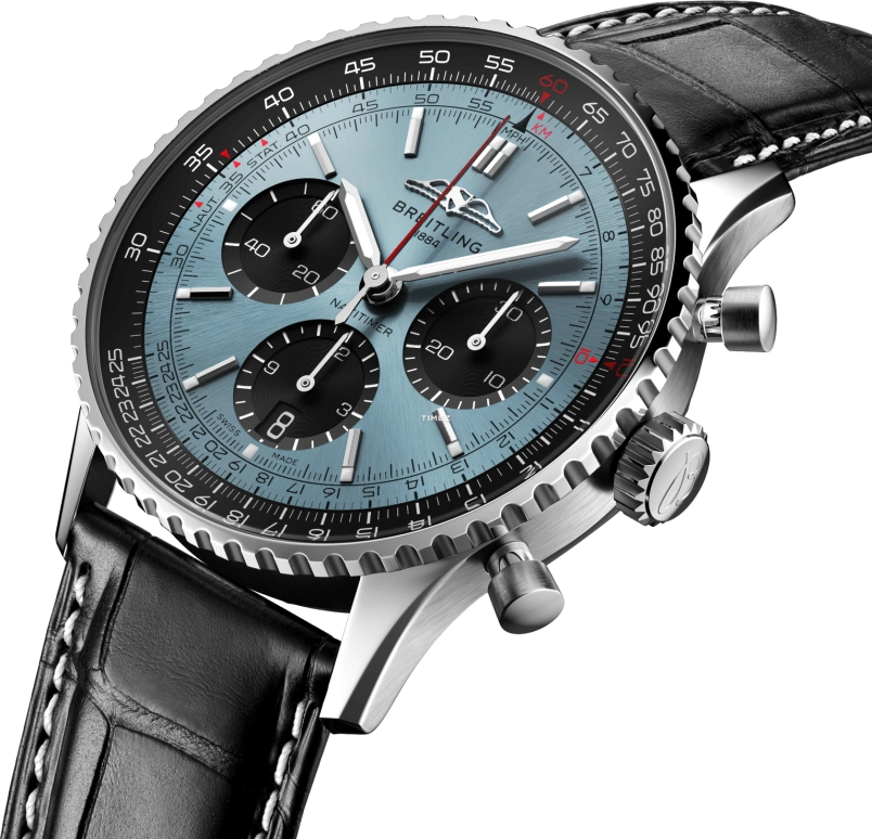 Breitling,Navitimer 41mm,41mm,Stainless Steel,Ice Blue,Automatic,Chronograph,Day,AB0139241C2P1