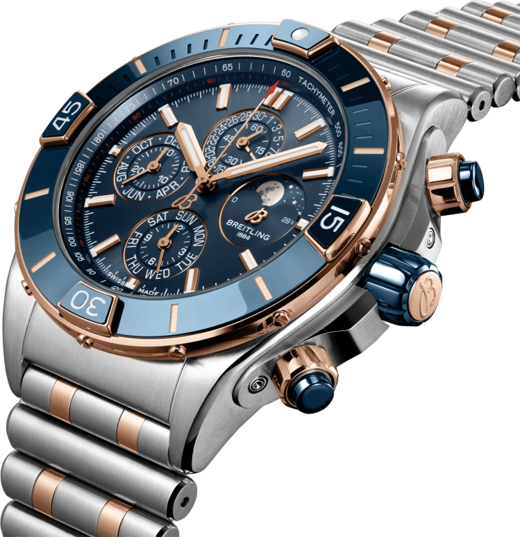 Breitling,Chronomat 44mm,44mm,Ceramic,Red Gold,Stainless Steel,Blue,Automatic,Chronograph,Moonphase,1461 Calendar,Month,96hours,In-house Caliber,U19320161C1U1