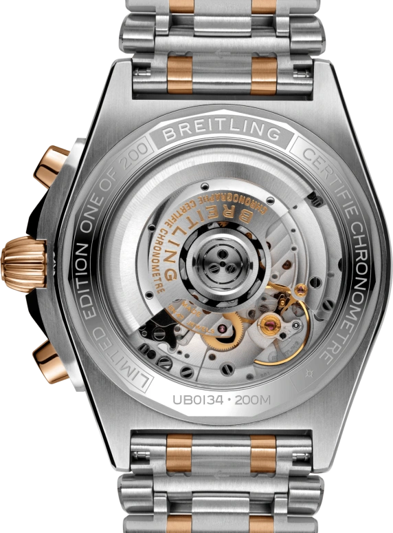 Breitling,Chronomat 42mm,42mm,Red Gold,Stainless Steel,Black,Automatic,Chronograph,Day,Column Wheel,UB01341A1B1U1