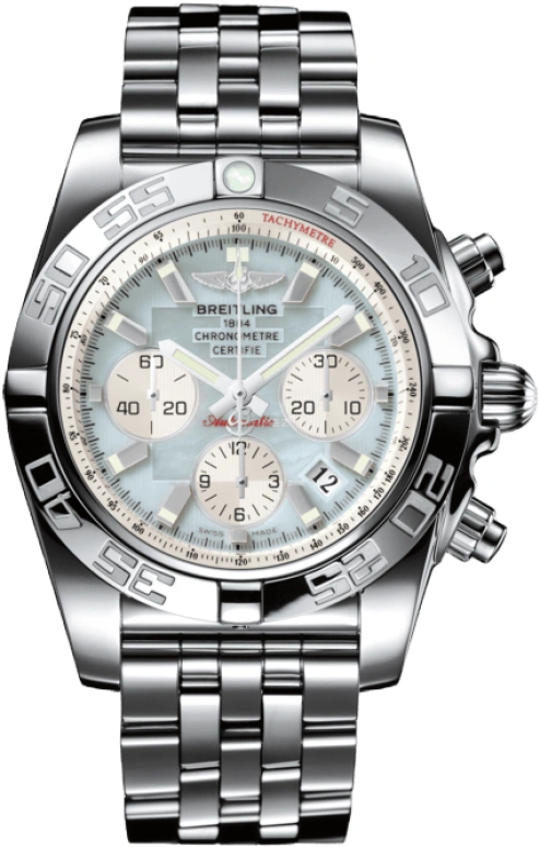 Breitling,Chronomat 44mm,44mm,Stainless Steel,White,Automatic,Chronograph,Day,Column Wheel,AB011012,AB011012/G685/375A