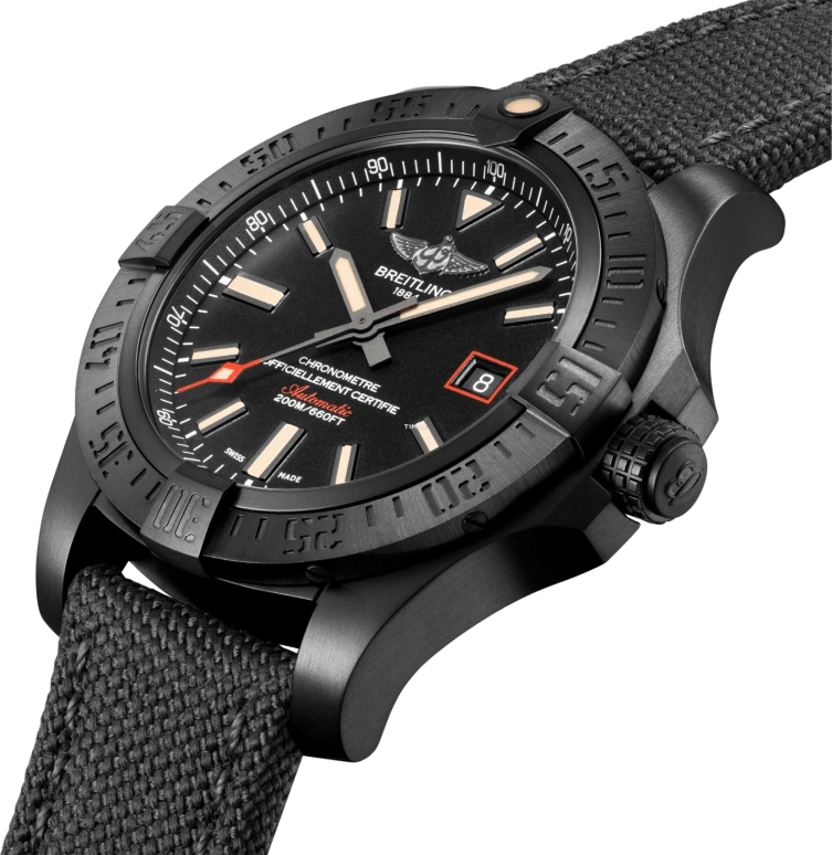 Breitling,Avenger 44mm,44mm,Titanium,Black,Automatic,Day,38hours,V17311101B1W1