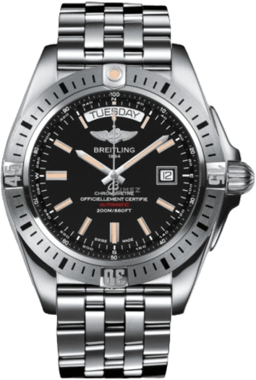 Breitling,Galactic 44mm,44mm,Stainless Steel,Black,Automatic,Date,Day,A45320B9,A45320B9/BD42/375A