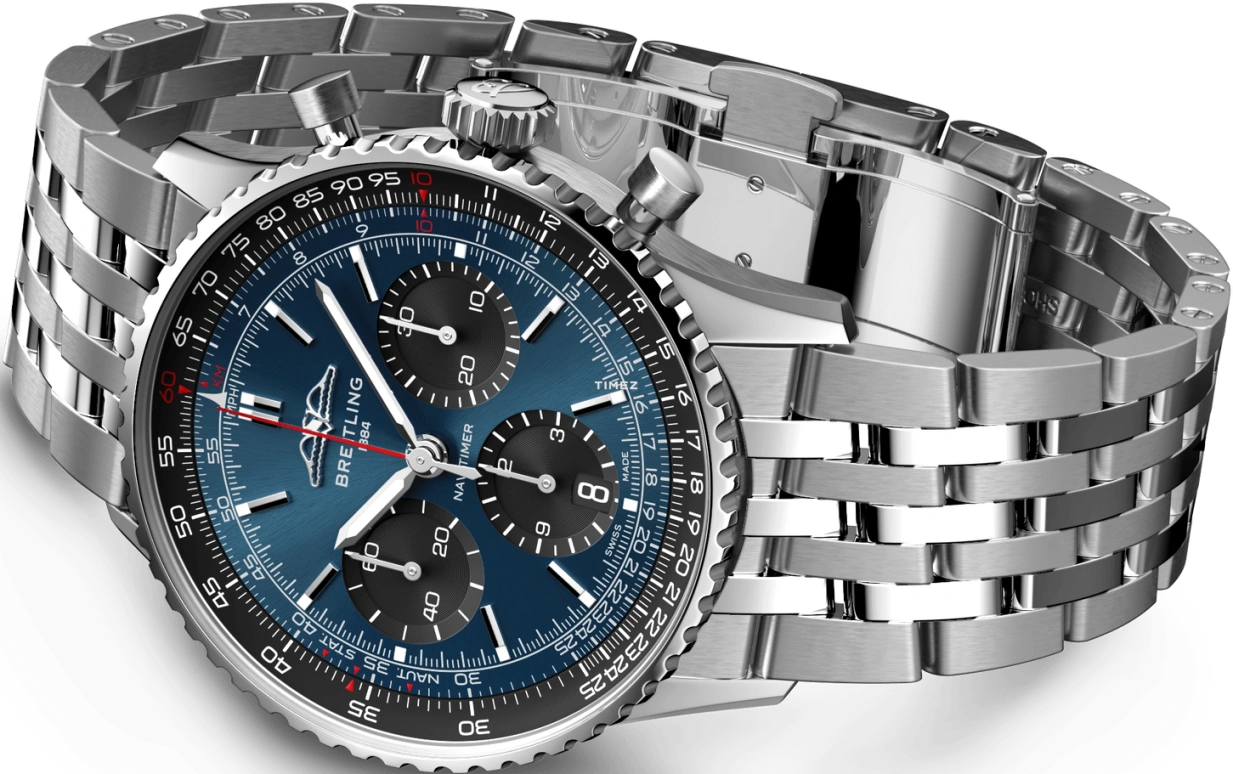 Breitling,Navitimer 41mm,41mm,Stainless Steel,Blue,Automatic,Chronograph,Day,AB0139241C1A1