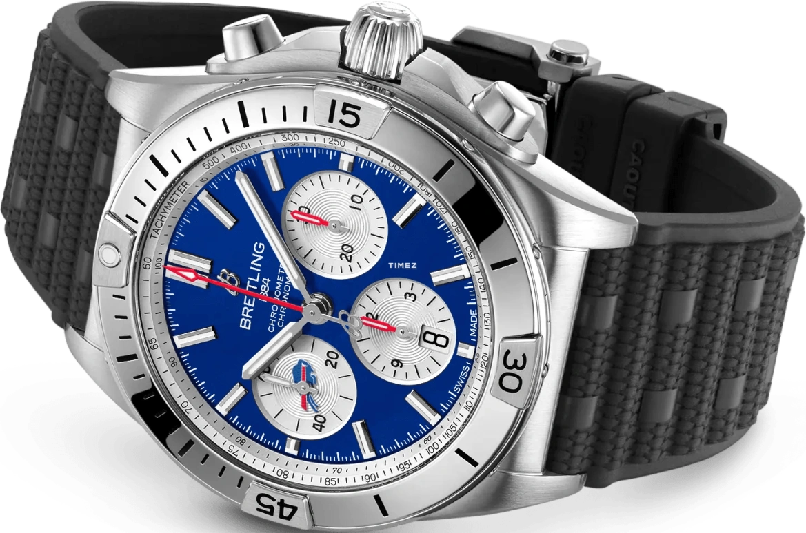 Breitling,Chronomat 42mm,42mm,Stainless Steel,Blue,White,Automatic,Chronograph,Day,AB01342B1C3S1