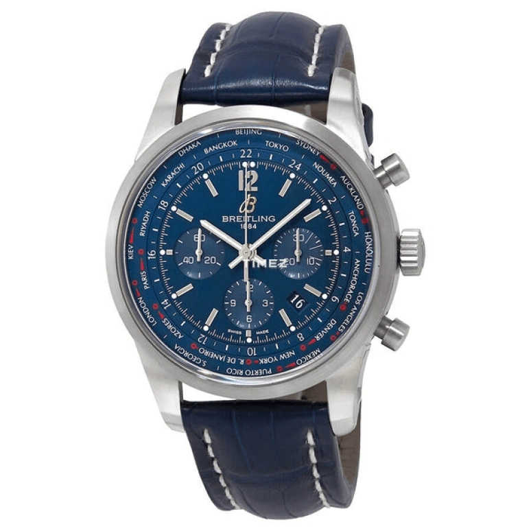 Breitling,Transocean 46mm,46mm,Stainless Steel,Blue,Automatic,Chronograph,Day,World Time,AB0510U9,AB0510U9/C879/746P