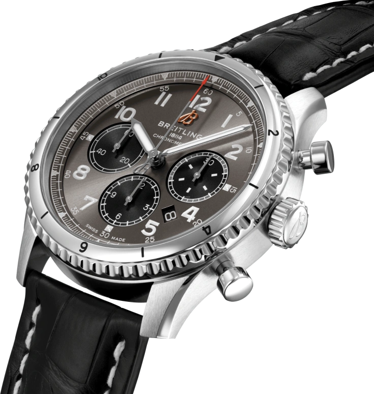 Breitling,Aviatior 8 43mm,43mm,Stainless Steel,Grey,Automatic,Chronograph,Day,AB0119131B1P1