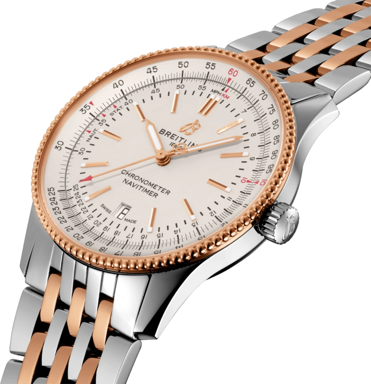 Breitling,Navitimer 41mm,41mm,Rose Gold,Stainless Steel,Silver,Automatic,Chronograph,Date,Anti-magnetic,U17326211G1U1