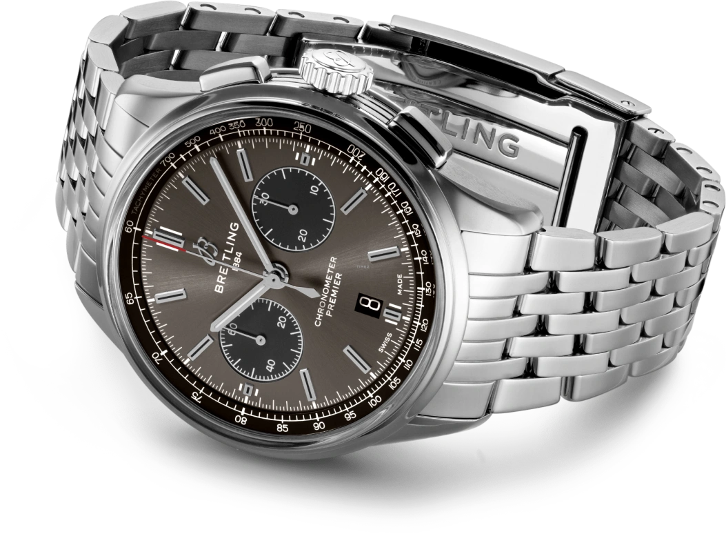 Breitling,Premier 42mm,42mm,Stainless Steel,Grey,Black,Automatic,Chronograph,Day,AB0118221B1A1