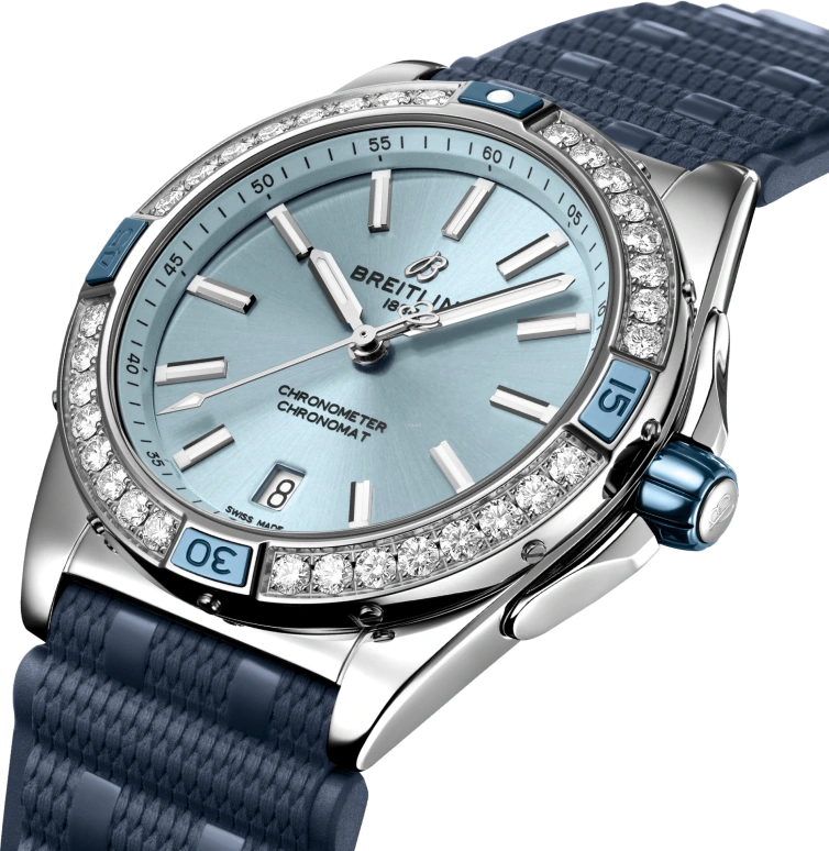 Breitling,Chronomat 38mm,38mm,Stainless Steel,Luminous,Ice Blue,Blue,Automatic,40hours,In-house Caliber,A17356531C1S1