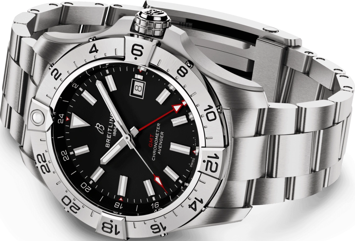 Breitling,Avenger 44mm,44mm,Stainless Steel,Black,Automatic,Day,Dule Time,A32320101B1A1
