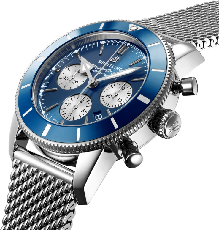 Breitling,Superocean Heritage 44mm,44mm,Stainless Steel,Blue,Silver,Automatic,Chronograph,Day,AB0162161C1A1