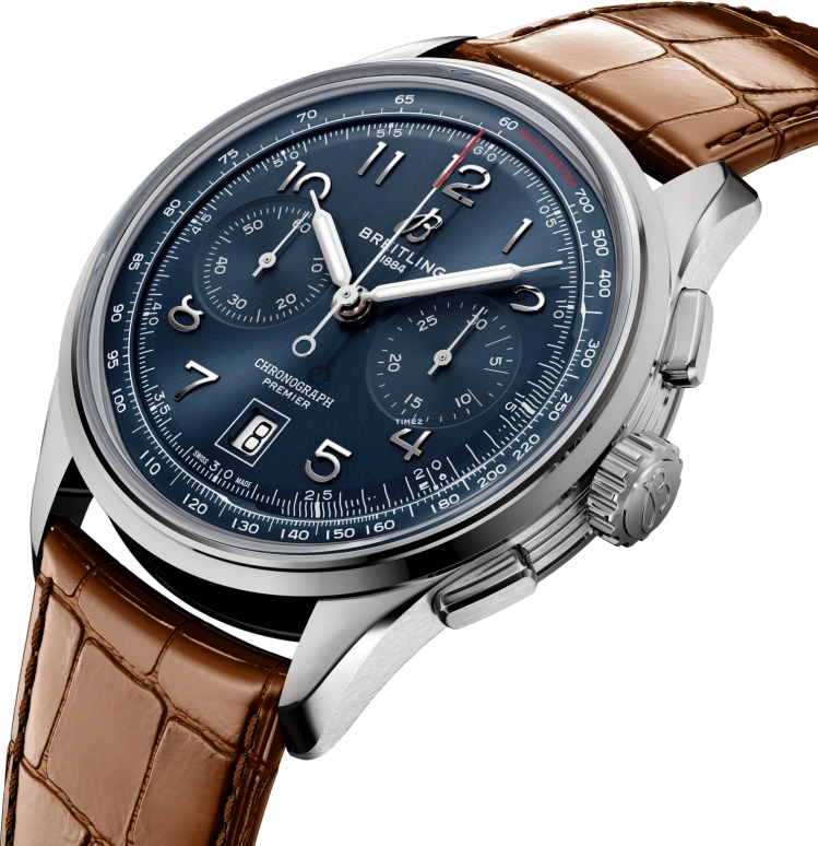 Breitling,Premier 42mm,42mm,Stainless Steel,Blue,Automatic,Chronograph,Day,AB0145171C1P1