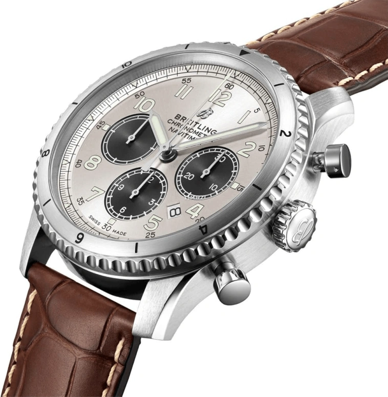 Breitling,Aviatior 8 43mm,43mm,Stainless Steel,Silver,Automatic,Chronograph,Day,AB01171A1G1P1