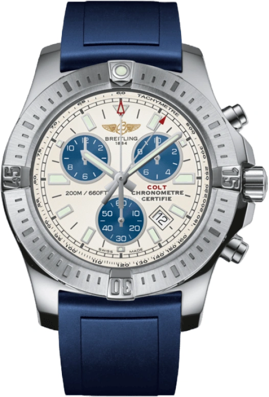 Breitling,Colt 44mm,44mm,Stainless Steel,Silver,Quartz,Chronograph,Date,Foudroyante Seconds,A7338811,A7338811/G790/145S/A20S.1