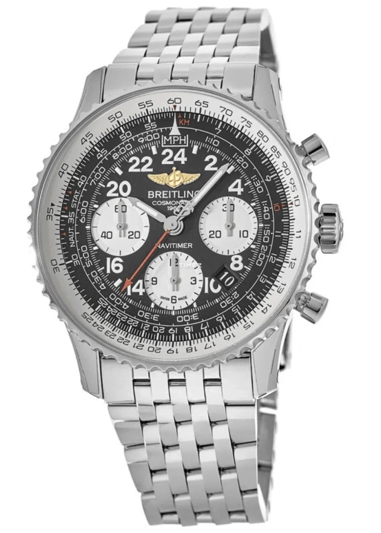 Breitling,Navitimer 43mm,43mm,Stainless Steel,Black,White,Automatic,Chronograph,Day,AB0210B4,AB0210B4/BC36/447A