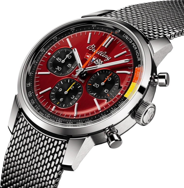 Breitling,Top Time 41mm,41mm,Stainless Steel,Red,Automatic,Chronograph,Sapphire,Crystal Glass,AB01761A1K1A1