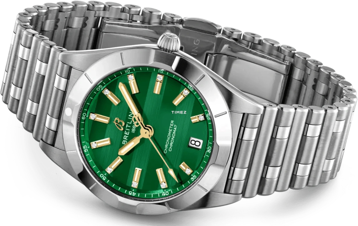 Breitling,Chronomat 32mm,32mm,Stainless Steel,Green,Quartz,Day,26280hours,A773107A1L1A1