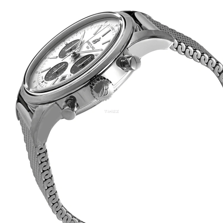 Breitling,Transocean 43mm,43mm,Stainless Steel,White,Grey,Automatic,Chronograph,Day,AB0152121G1A1