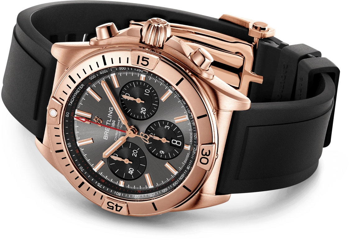 Breitling,Chronomat 42mm,42mm,Red Gold,Grey,Automatic,Chronograph,Day,Column Wheel,RB0134101B1S1